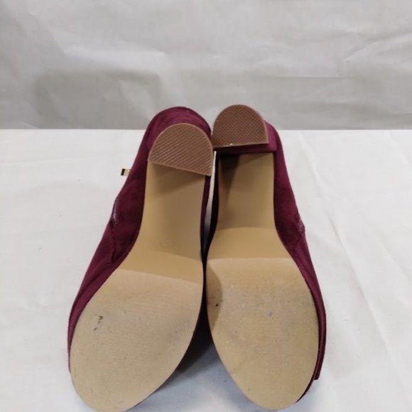 Liliana Wine Velvet Suede Peeptoe Booties Women's Size 7 - Picture 6 of 10